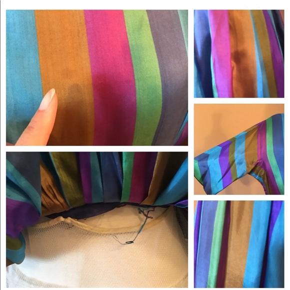 Vintage Polly Bergen Jack Squire Stripe Full Dress - Picture 6 of 8